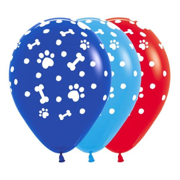 globos huellitas huesos rojo azul