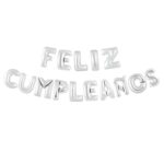 letrero globos metal plateado