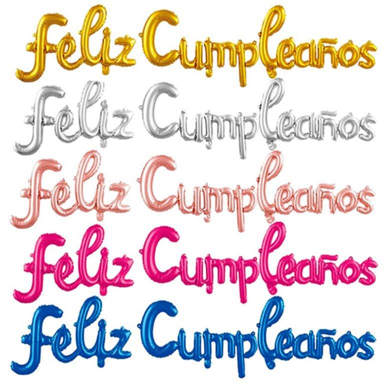 Letrero Metalizado Feliz Cumpleaños Letra Cursiva por Unidad Globos Flores y Fiestas