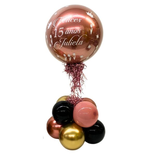 burbuja 9 pulg oro rosa negro