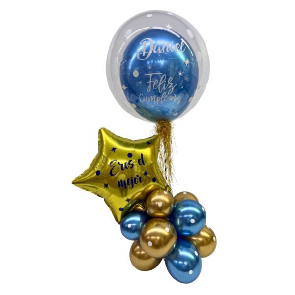 centro de mesa estrellado personalizado dorado azul