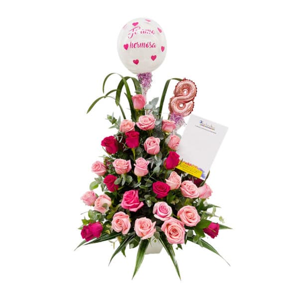 arreglo floral amor rosado