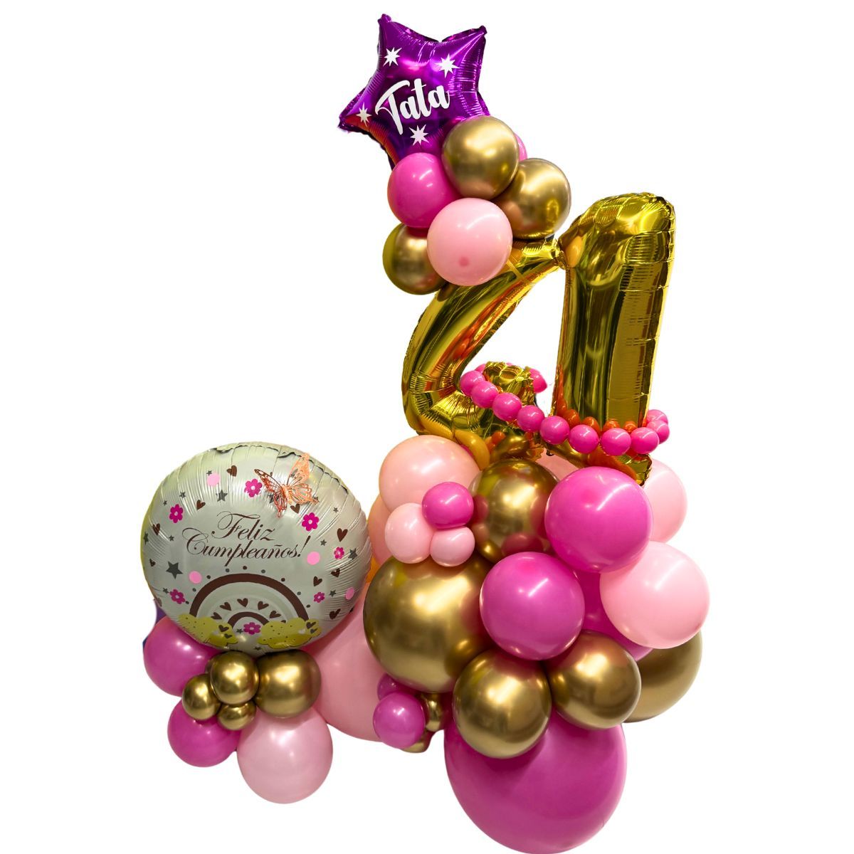 balloon bouquet estrellado rosados