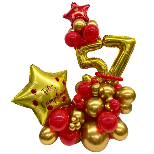 Imagenes productos balloon bouquet numero rojo dorado