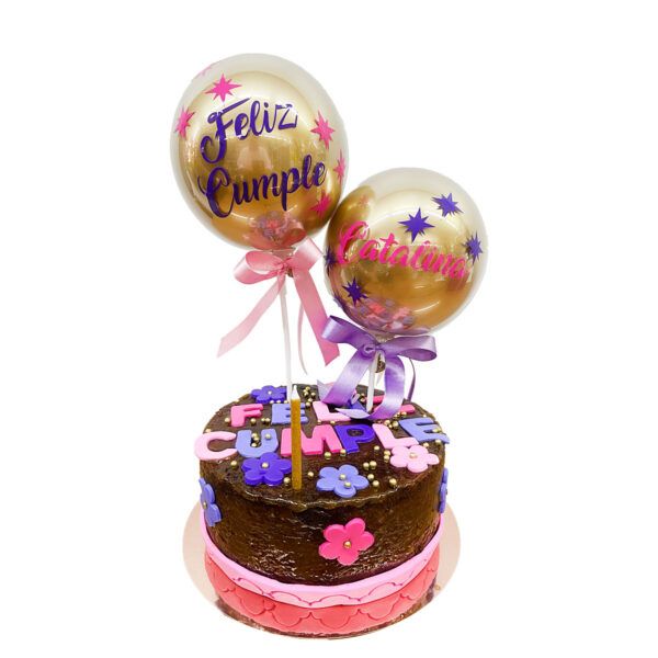 torta sin past con globos perso