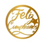 letrero redondo cumple dorado