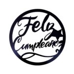 letrero redondo cumple negro