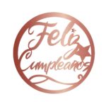 letrero redondo cumple oro rosa