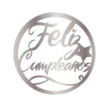letrero redondo cumple plateado