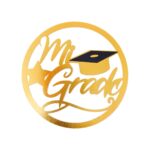 letrero redondo mi grado dorado