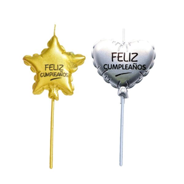 vela corazon estrella globo cumple