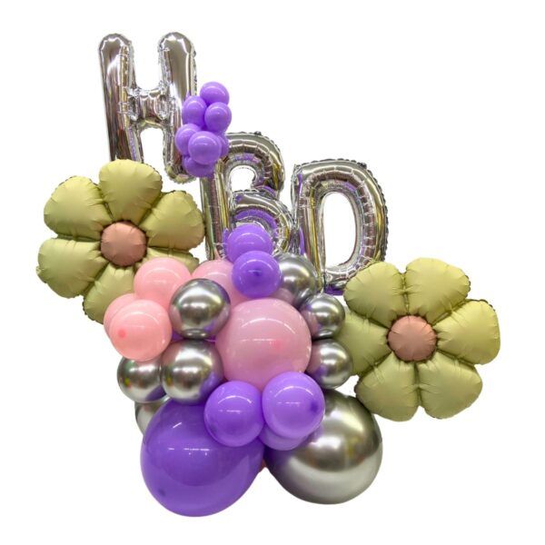balloon bouquet hbd flores lila