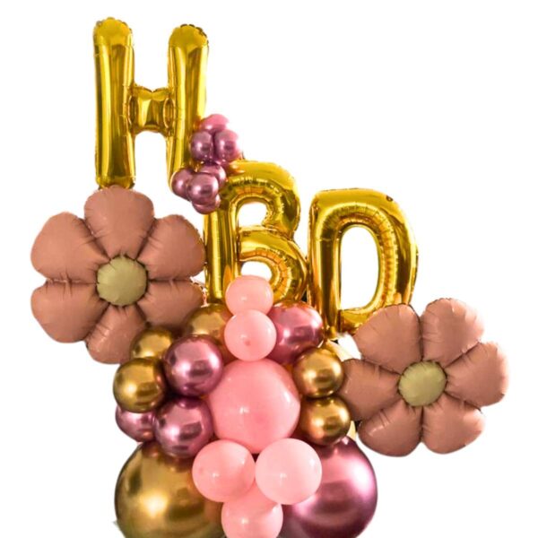 balloon bouquet hbd flores rosado
