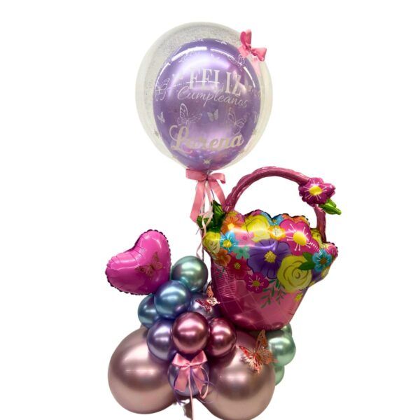 balloon bouquet flores canasta
