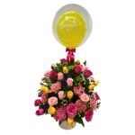 arreglo floral bienvenida globo