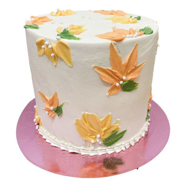 torta flores naranja crema