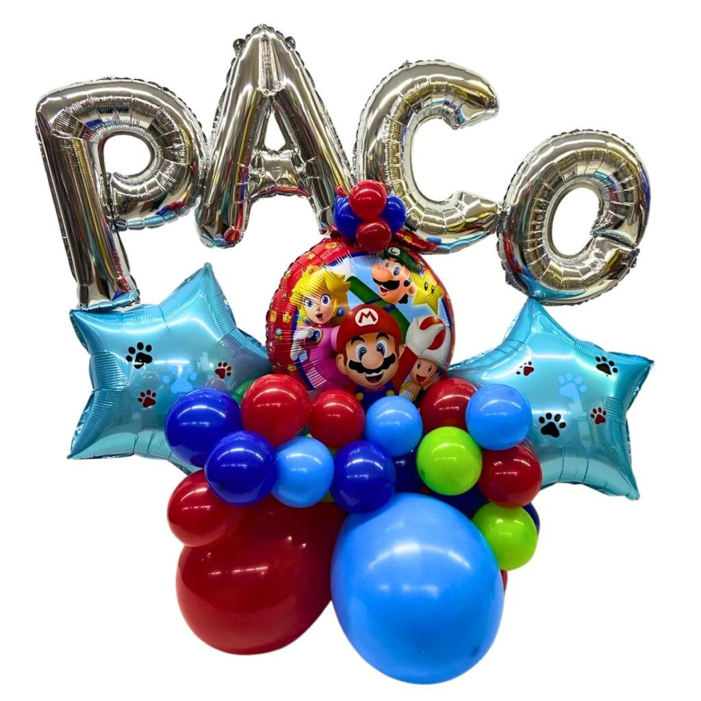 Adorno de Globos tipo Balloon Bouquet Letras Mágicas Personaje