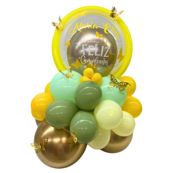 Adorno de Globos tipo Balloon Bouquet Mariposas Amarillas