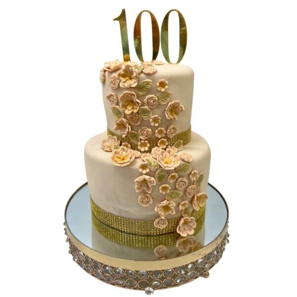Torta Sabor Ponque Envinado Flores Beige