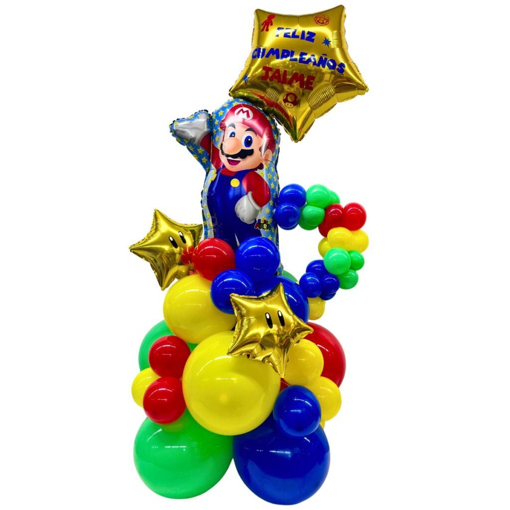 Adorno de Globos tipo Balloon Bouquet Mario Bros