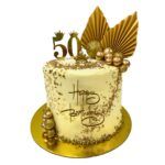 Torta Sabor Ponque Envinado Crema Gold Birthday