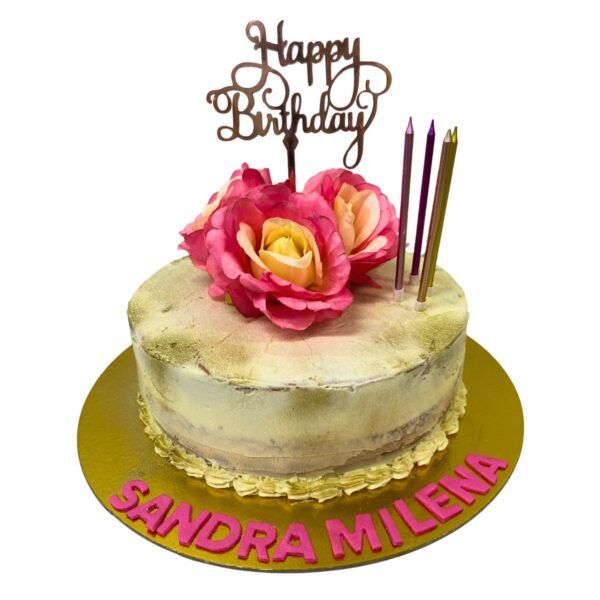 Torta Sabor Ponque Envinado Semidesnuda con Flores