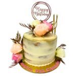 Torta Sabor Naranja Vintage con Flores y Hojas