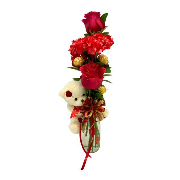 arreglo floral peq peluche ferreros