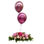 centro de mesa rosa dos globos