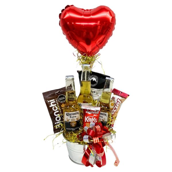 ancheta cervezas corazones snacks