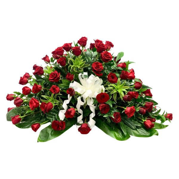 arreglo floral cubrecaja rojo