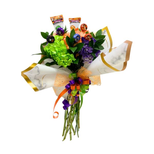 bouquet hortensias chocolates halloween