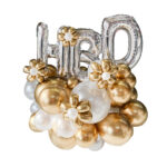 balloon bouquet hbd blanco dorado plata