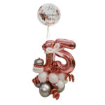balloon bouquet torta burbuja rosados plateados