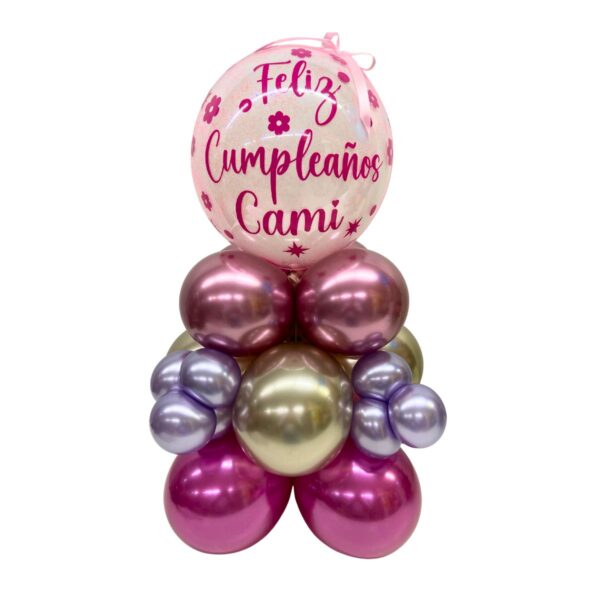 centro de mesa burbuja 9 pulg base rosados