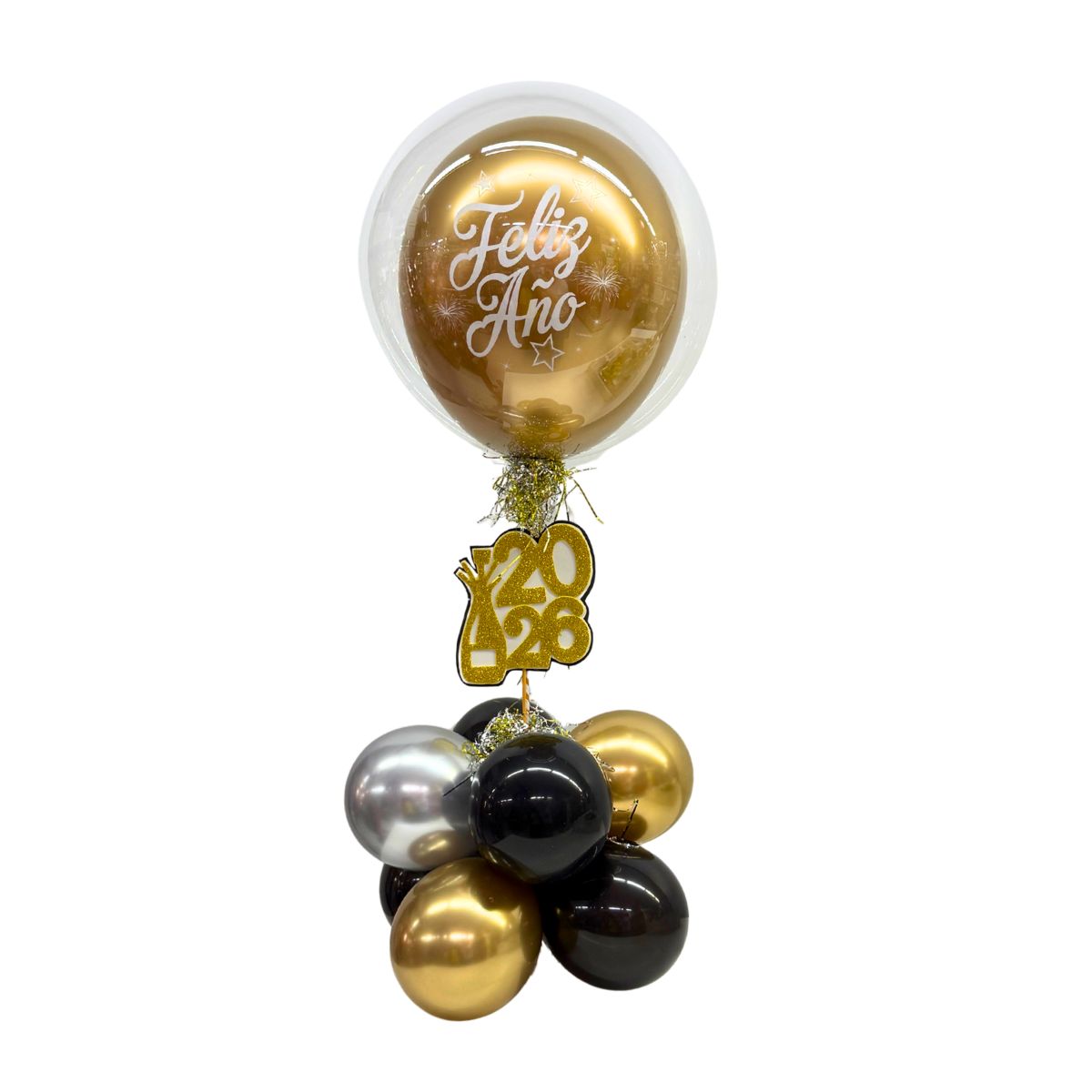 centro de mesa burbuja dorado 2026