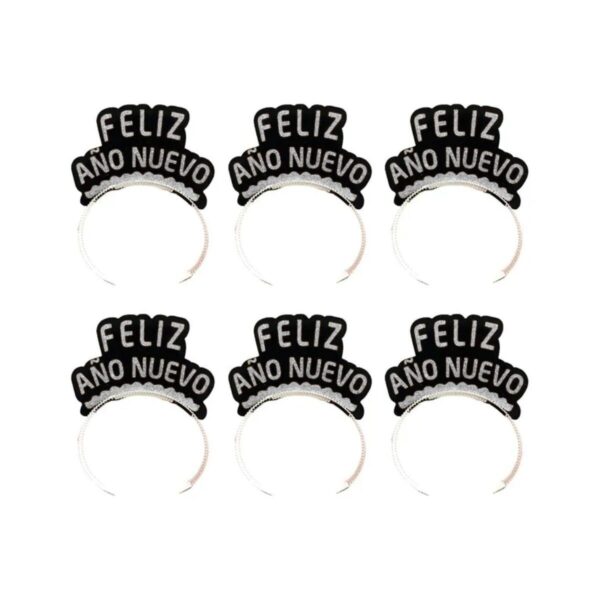 diadema feliz año nuevo plateado