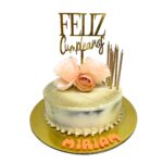 torta crema flores durazno