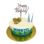 torta crema lineas topper azul verde