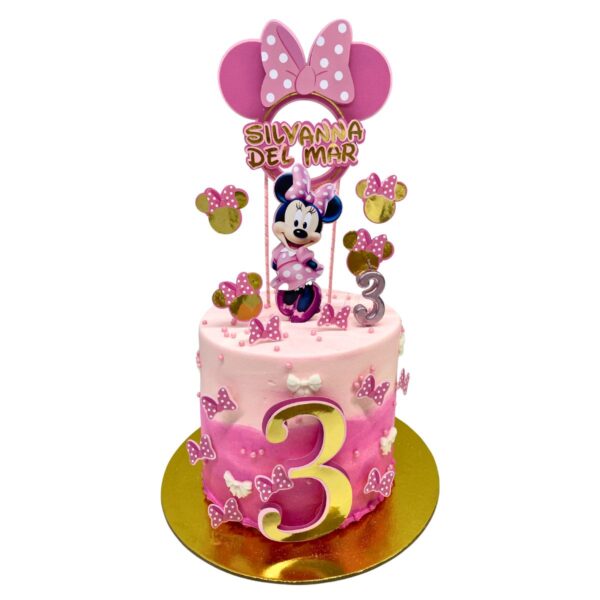 torta minnie papeleria rosado