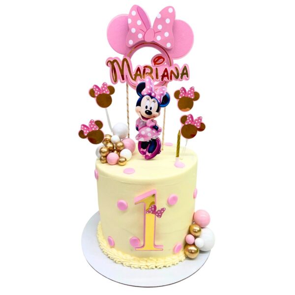 torta minnie topper crema rosado