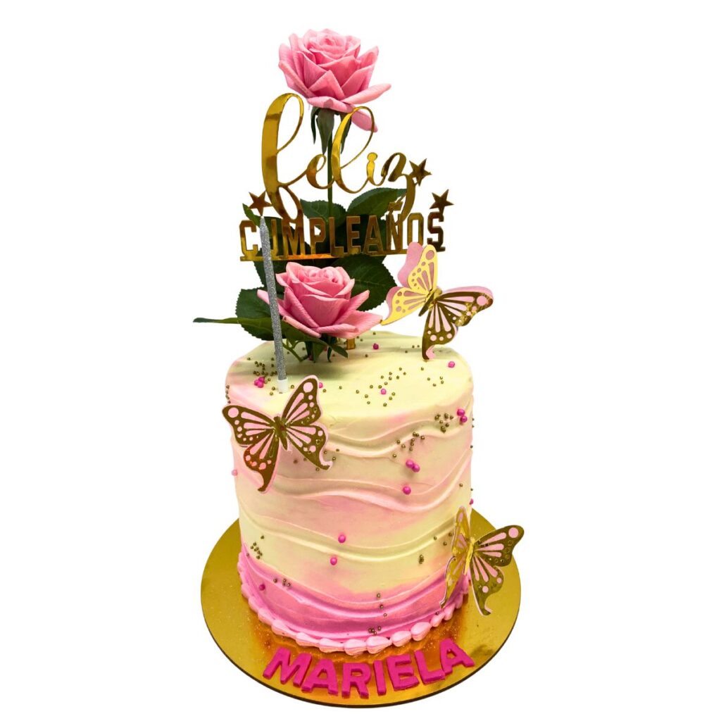 torta waves mariposas topper flores
