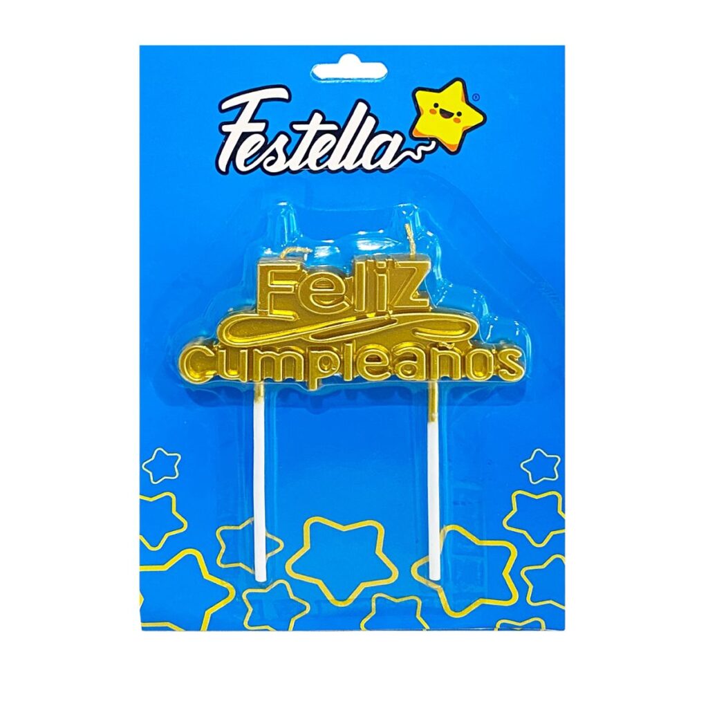 vela feliz cumpleaños dorada festella