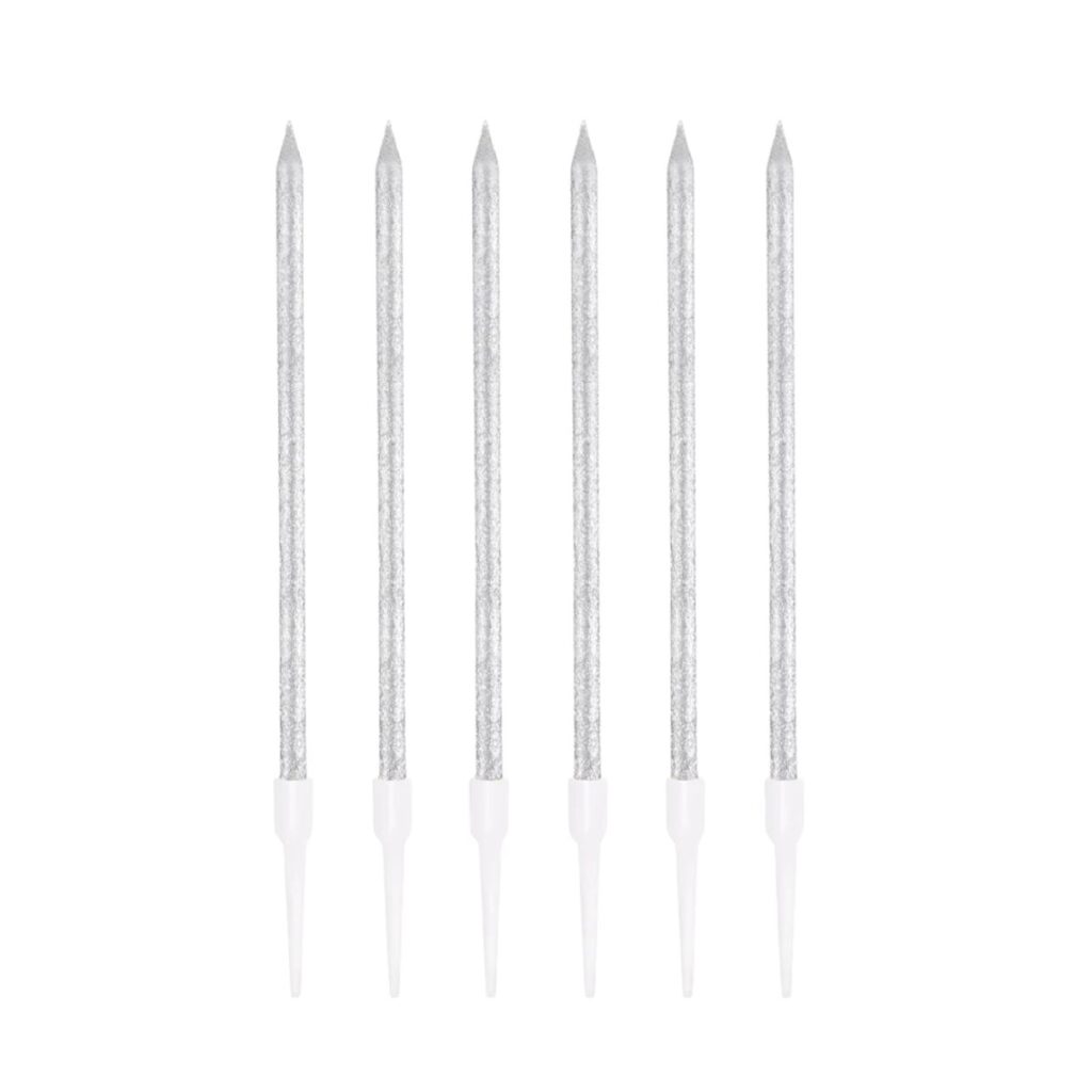 vela palito escarchada plata