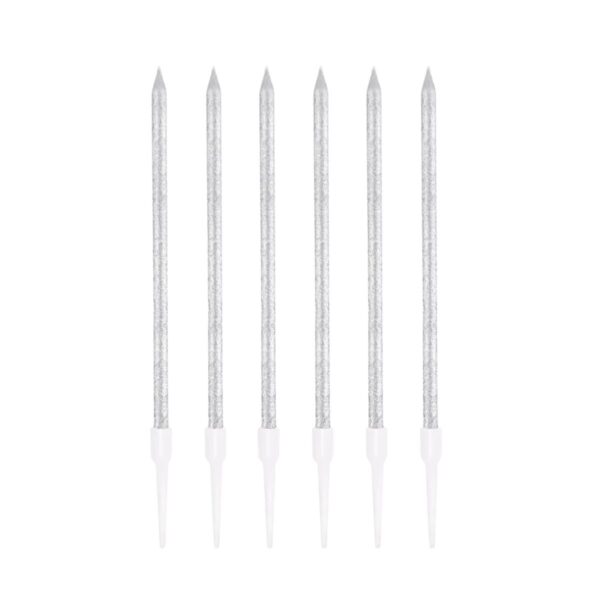 vela palito escarchada plata