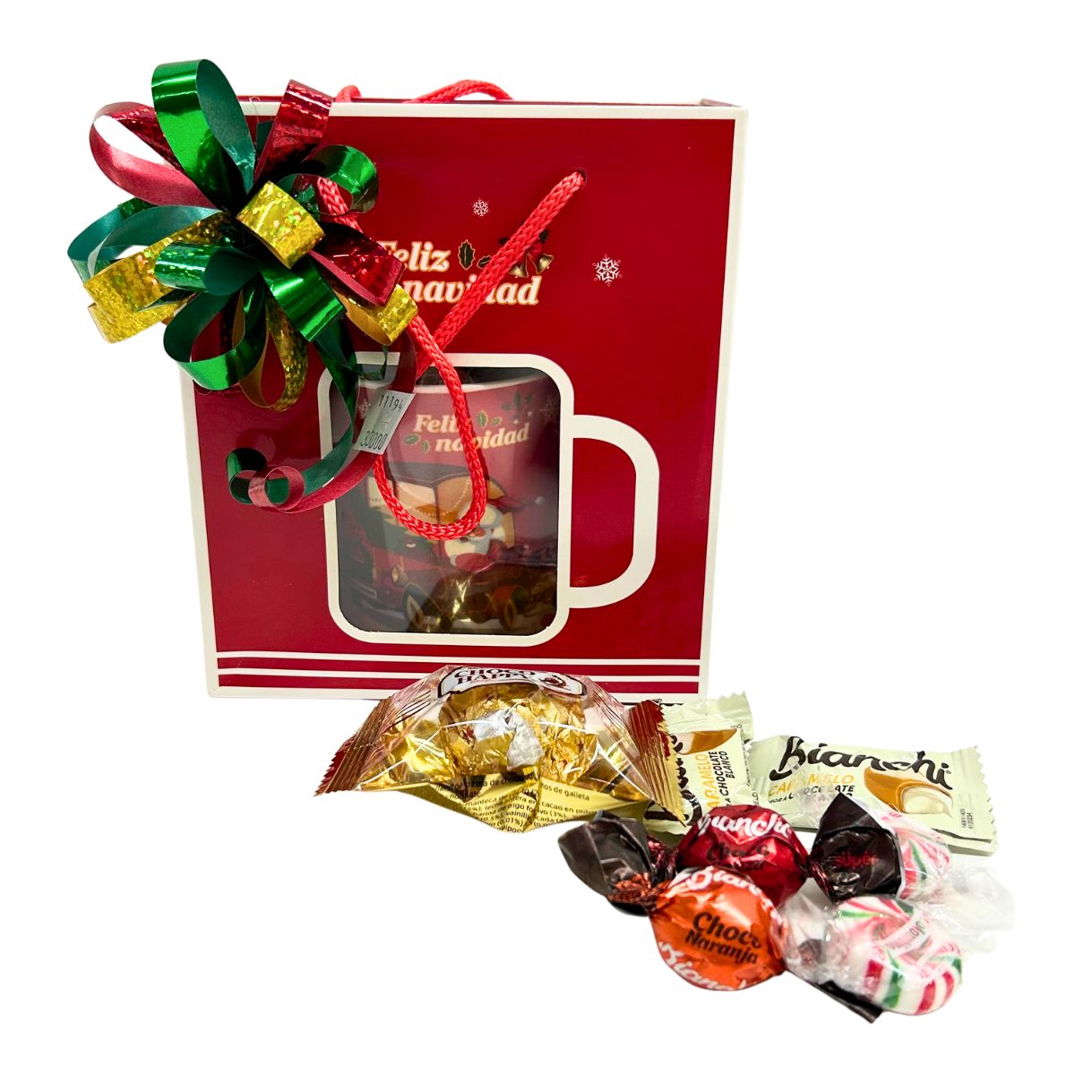 detalle mug con dulces navidad