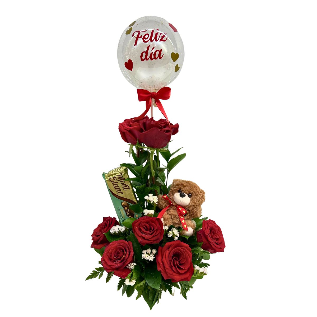 arreglo floral osito choco globo sv 2026