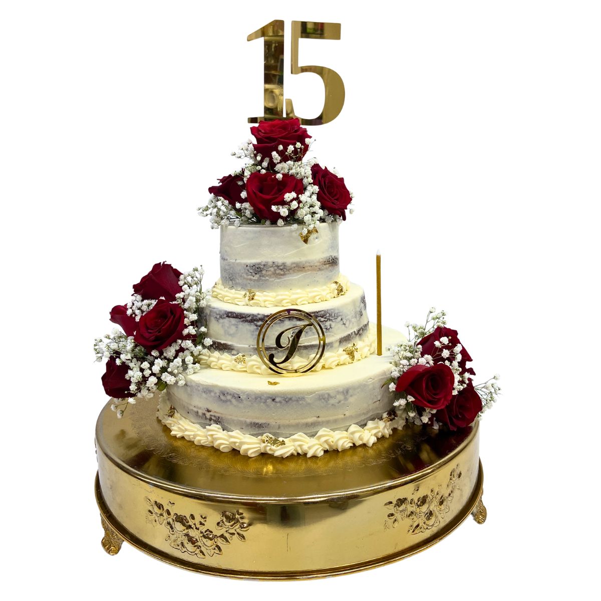 Torta Sabor Ponque Envinado 15 Años con Rosas