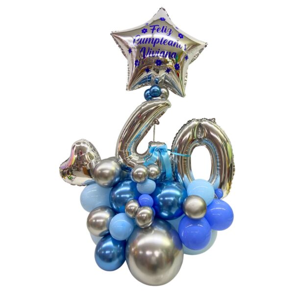 balloon bouquet numero estrella azules