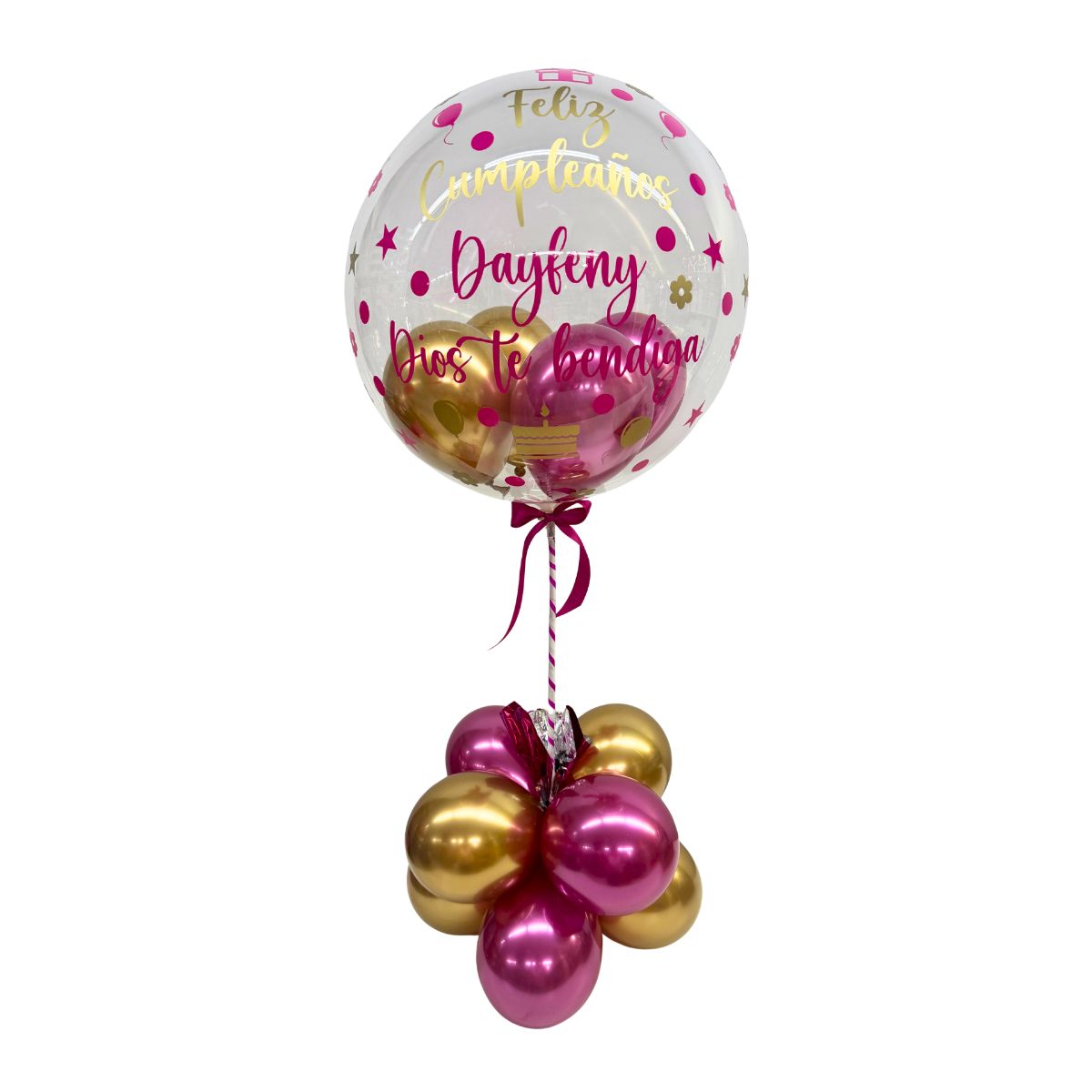 burbuja 18 pulg fucsia dorado